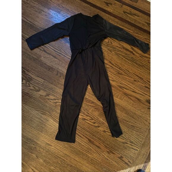 Skeleton Costume Size large 8-10 spooky bones one piece jumpsuit with hat - Picture 3 of 5